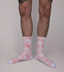  Men tennis flower print socks