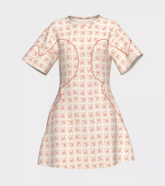 Flower printed tennis cotton dress with unique lines and pockets for the balls