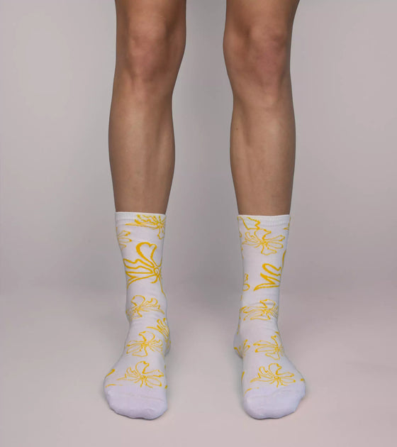 Women tennis flower print socks